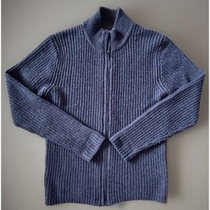 Garret Scott Long Sleeve Full Zipper Sweater Blue Wool Nylon Small JBHS